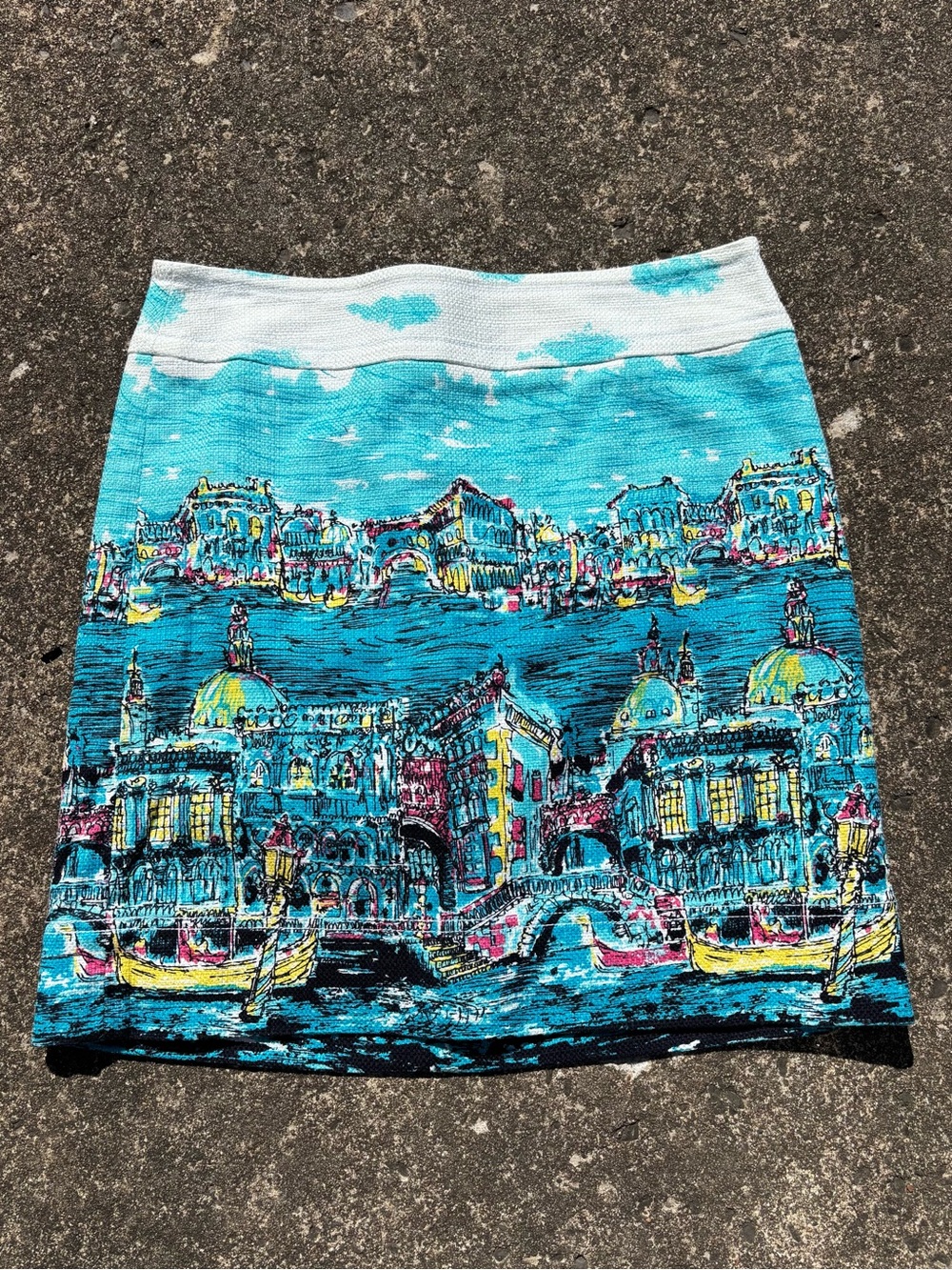 Talbots Turquoise Scenic Print Mini Skirt